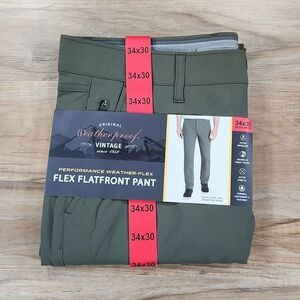 🔹️NWT Weatherproof Olive Flex Flatfront Water Repellant Pants Men's 38x32